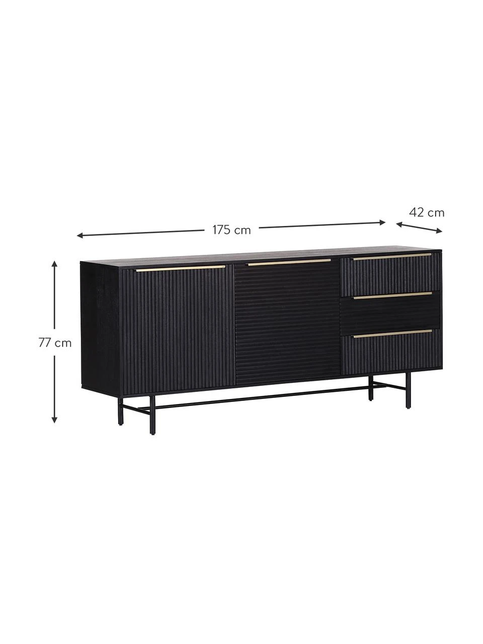 Akazienholz-Sideboard Mamba mit geriffelter Front, B 175 x H 77 cm – Bild 2