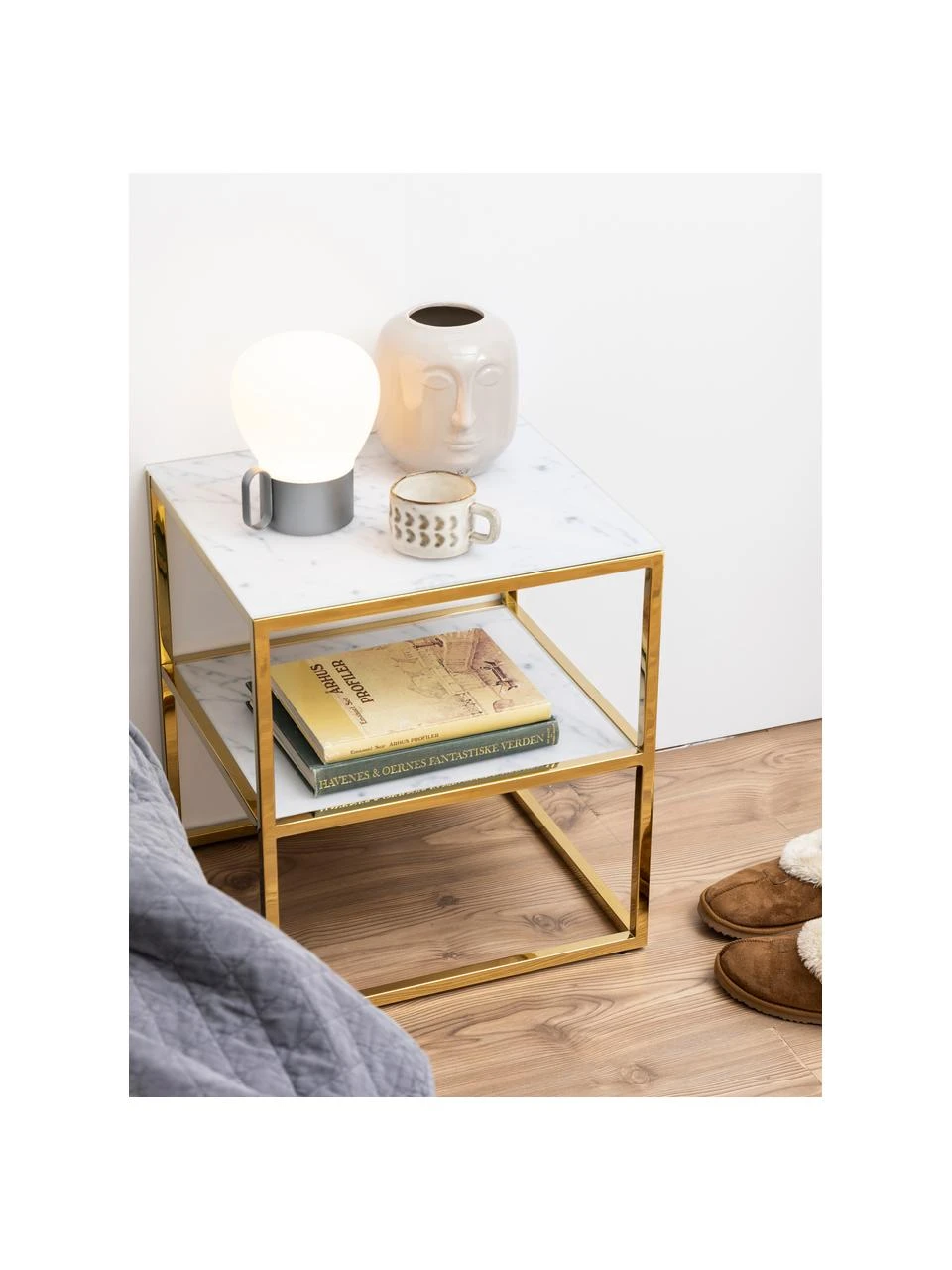 Beistelltisch Aruba mit marmorierter Glasplatte, B 40 x H 51 cm – Bild 2