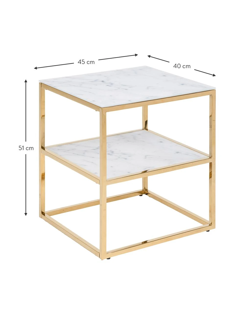 Beistelltisch Aruba mit marmorierter Glasplatte, B 40 x H 51 cm – Bild 3