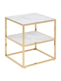 Beistelltisch Aruba mit marmorierter Glasplatte, B 40 x H 51 cm