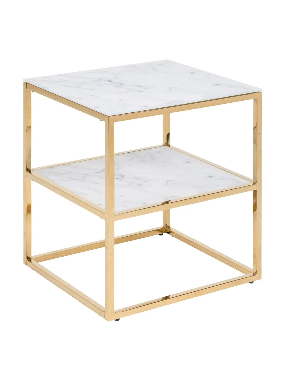 Beistelltisch Aruba mit marmorierter Glasplatte, B 40 x H 51 cm