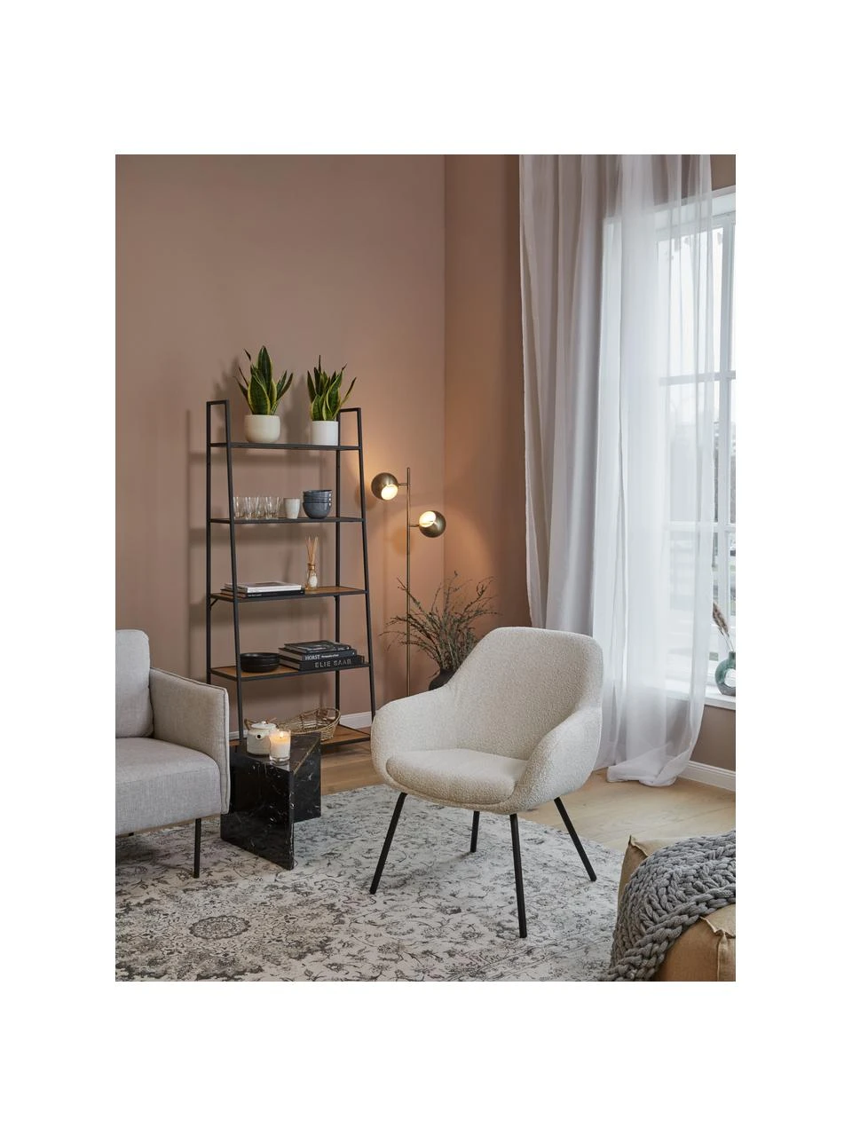 Westwing Collection Bouclé-Cocktailsessel Jana in Cremeweiß, B 72 x T 68 cm – Bild 2