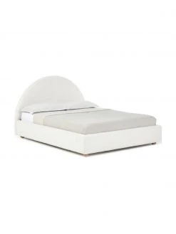 Westwing Collection Bouclé-Polsterbett Ebba mit Stauraumfunktion in Cremeweiß, 140 x 200 cm