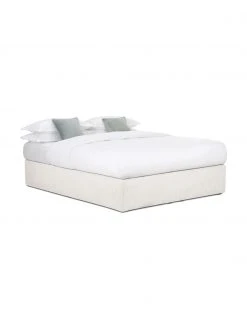 Westwing Collection Boxspringbett Enya ohne Kopfteil in Greige, 140 x 200 cm, Härtegrad H2