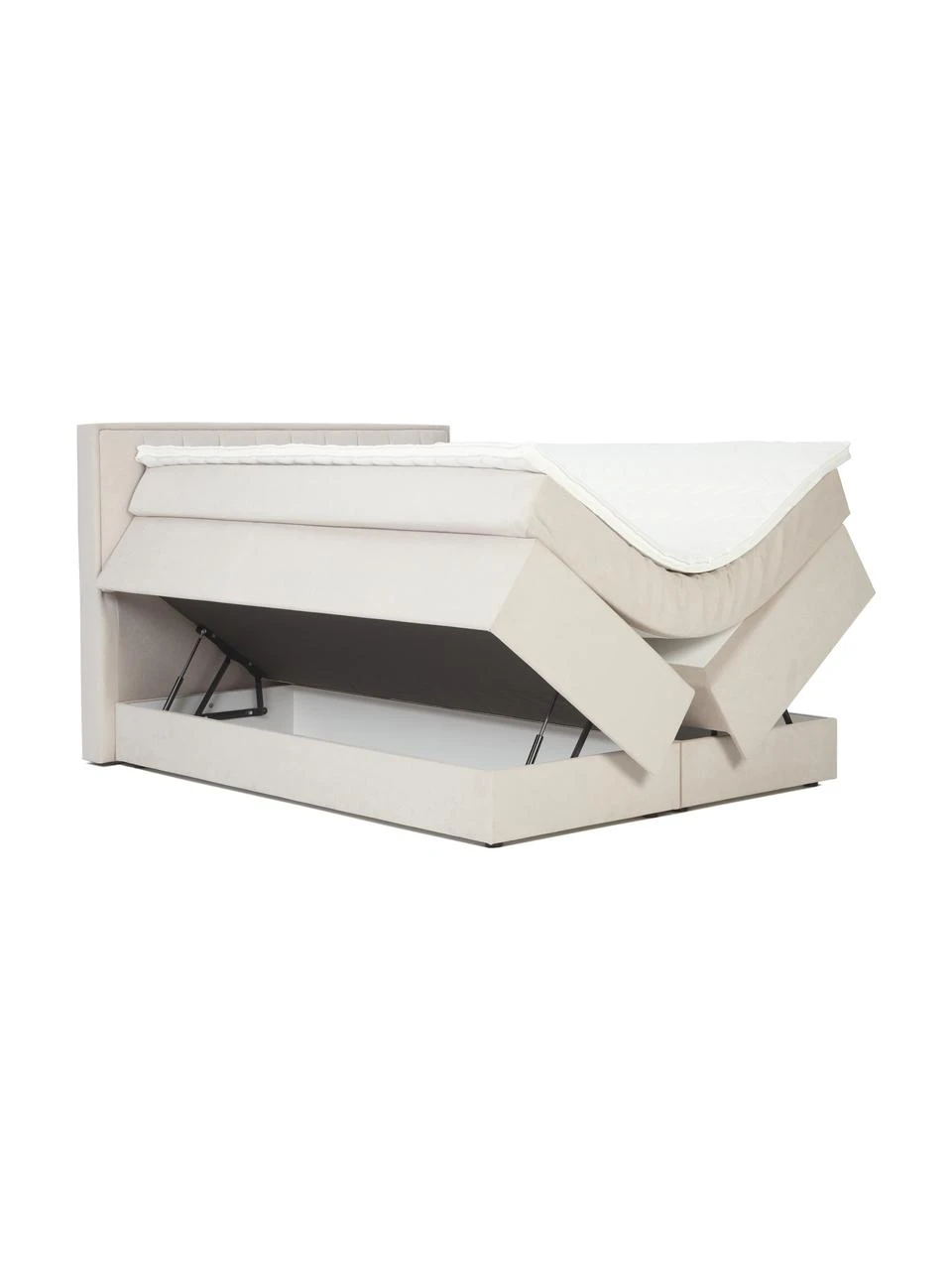 Westwing Collection Boxspringbett Livia mit Stauraumfunktion in Creme, B 140 x L 200 cm, Härtegrad 2 – Bild 5