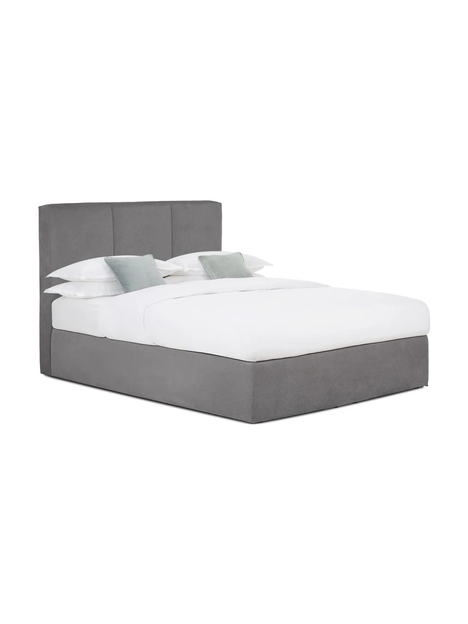 Westwing Collection Boxspringbett Oberon in Anthrazit, 140 x 200 cm, Härtegrad H2