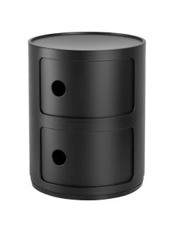 Kartell Design Container Componibili 2 Modules in Schwarz, Ø 32 x H 40 cm