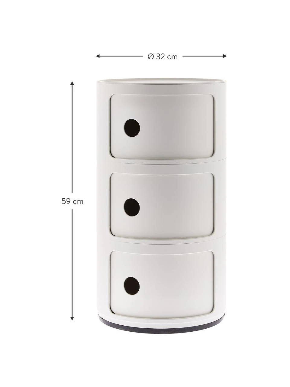 Kartell Design Container Componibili 3 Modules in Cremeweiß, Ø 32 x H 59 cm – Bild 3