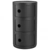 Kartell Design Container Componibili 3 Modules in Schwarz, Ø 32 x H 59 cm