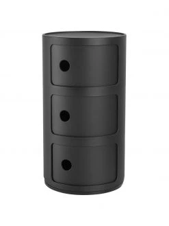 Kartell Design Container Componibili 3 Modules in Schwarz, Ø 32 x H 59 cm