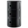 Kartell Design Container Componibili 3 Modules in Schwarz, Ø 32 x H 59 cm