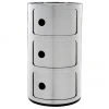 Kartell Design Container Componibili 3 Modules in Silber, Ø 32 x H 59 cm