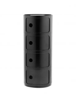 Kartell Design Container Componibili 4 Modules in Schwarz, Ø 32 x H 77 cm