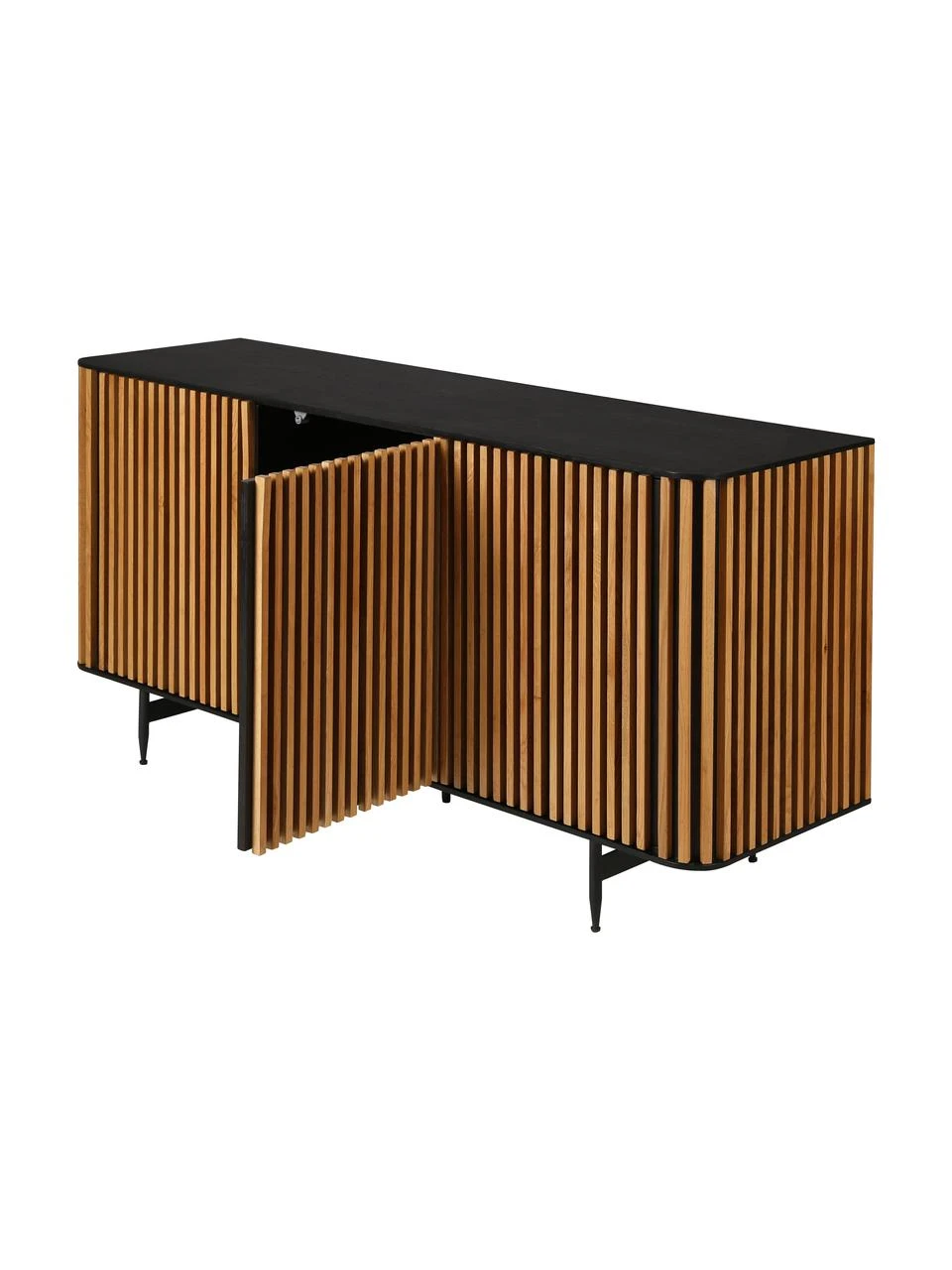 Design-Sideboard Linea mit Türen und Eichenholzfurnier, B 159 x H 74 cm – Bild 6