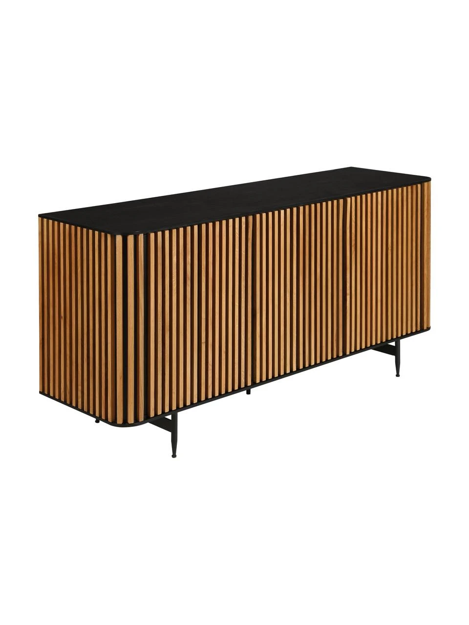 Design-Sideboard Linea mit Türen und Eichenholzfurnier, B 159 x H 74 cm
