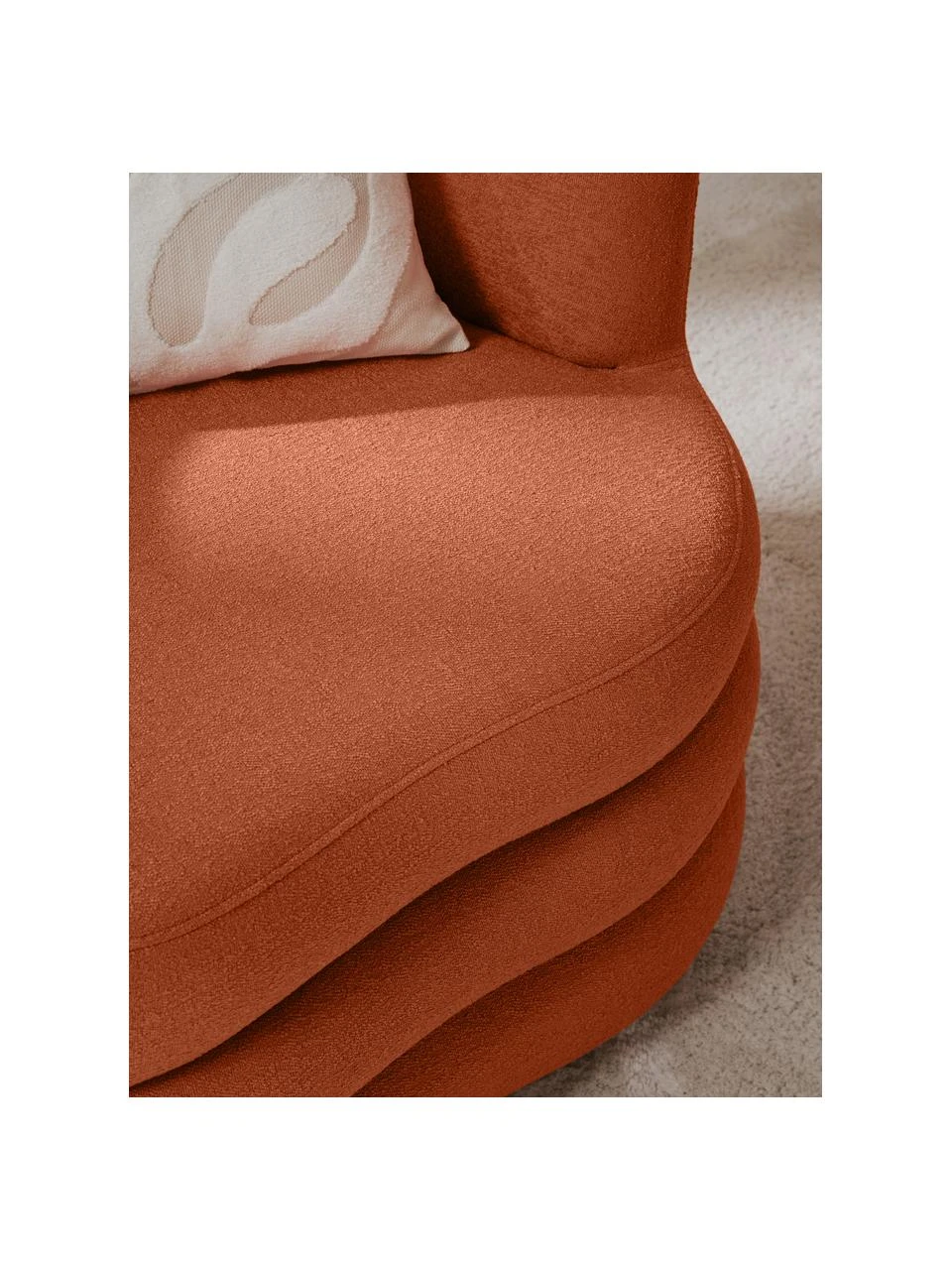 Westwing Collection Designer Bouclé-Sessel Solomon in Korallenrot, B 95 x T 80 cm – Bild 3