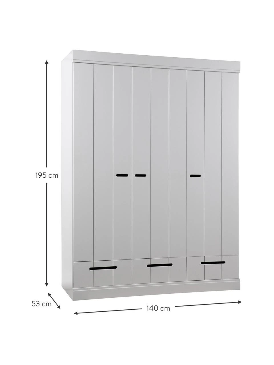Drehtürenschrank Connect in Hellgrau, 3-türig, B 140 x H 195 cm – Bild 3