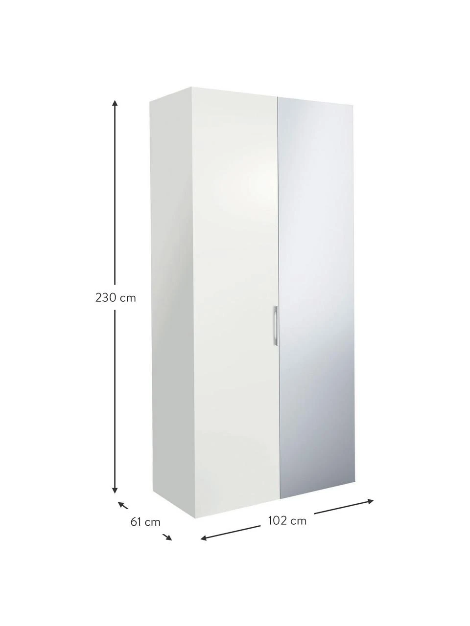 Drehtürenschrank Madison 2-türig mit Spiegeltür, inkl. Montageservice, B 102 x H 230 cm – Bild 2