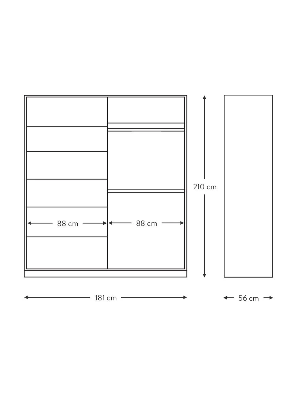 Drehtürenschrank Mia in Hellgrau, 4-türig, B 181 x H 210 cm – Bild 2