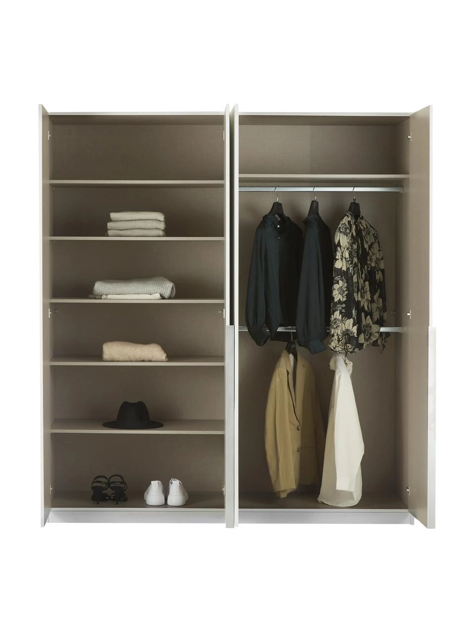 Drehtürenschrank Mia in Hellgrau, 4-türig, B 181 x H 210 cm – Bild 4