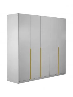 Drehtürenschrank Mia in Hellgrau, 5-türig, B 226 x H 210 cm