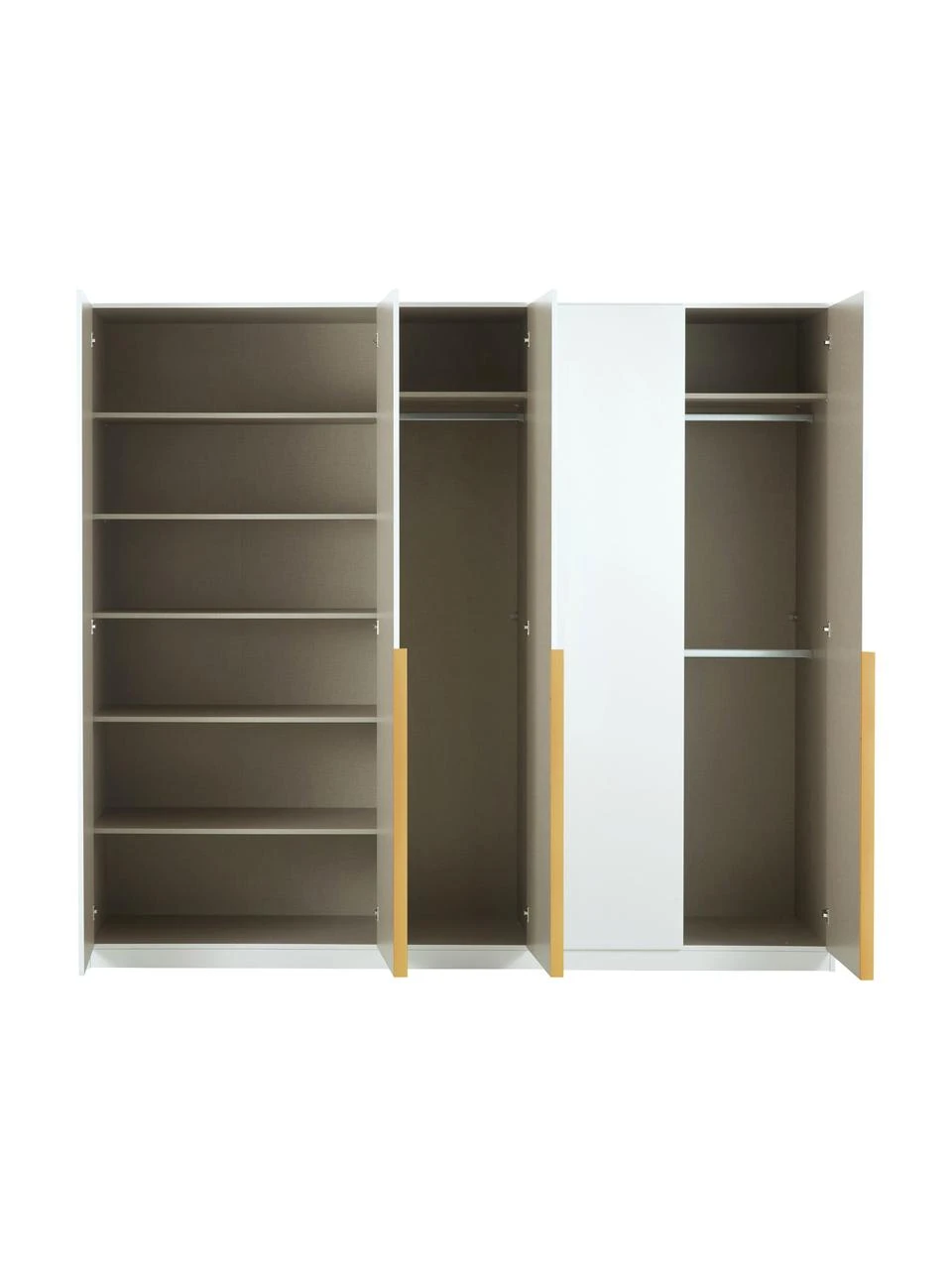 Drehtürenschrank Mia in Weiß, 5-türig, B 226 x H 210 cm – Bild 4