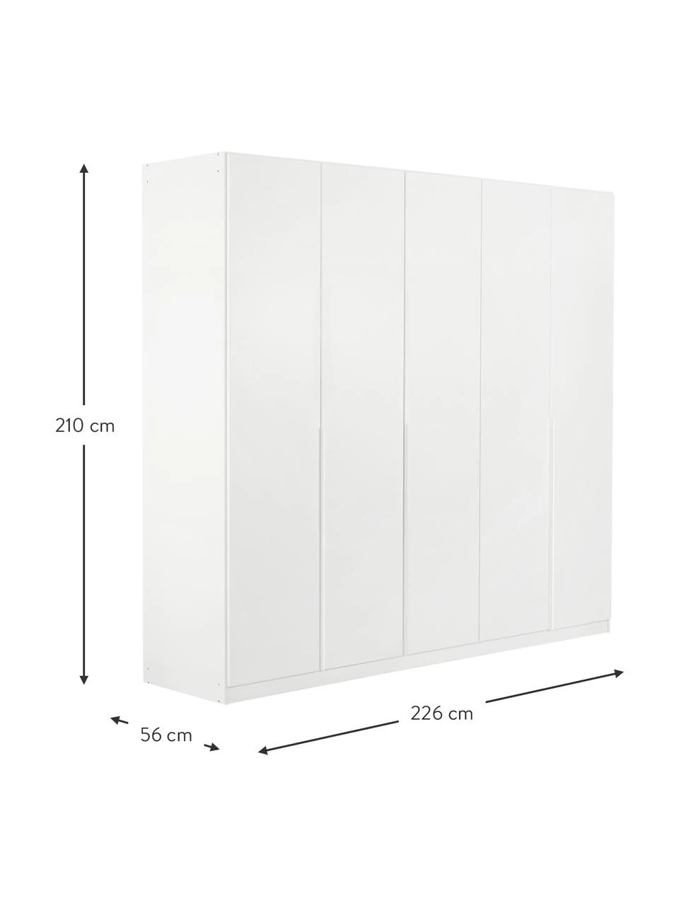 Drehtürenschrank Mia in Weiß, 5-türig, B 226 x H 210 cm – Bild 2