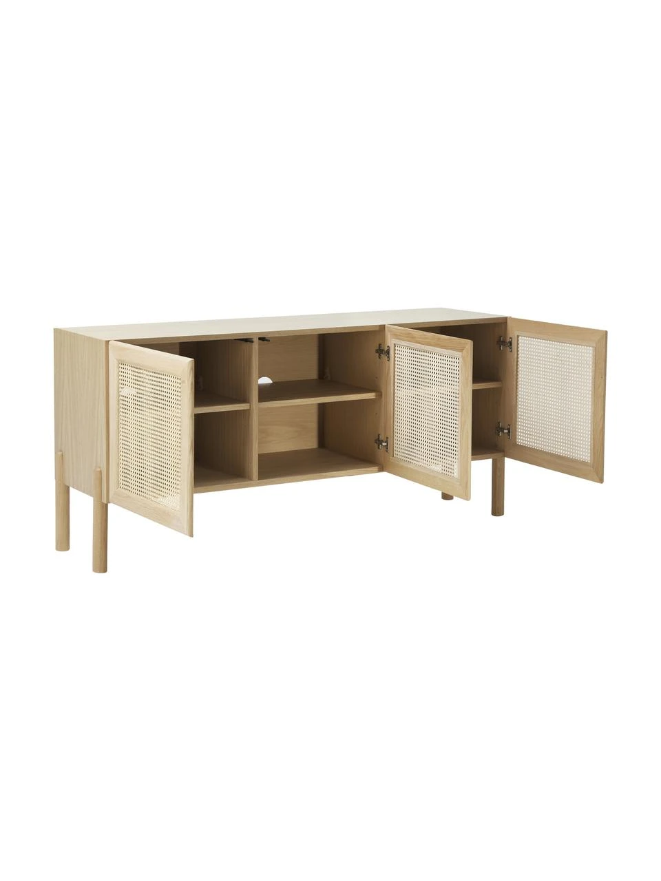 Westwing Collection Eichenholz-Sideboard Jolie mit Wiener Geflecht, B 160 x H 75 cm – Bild 6