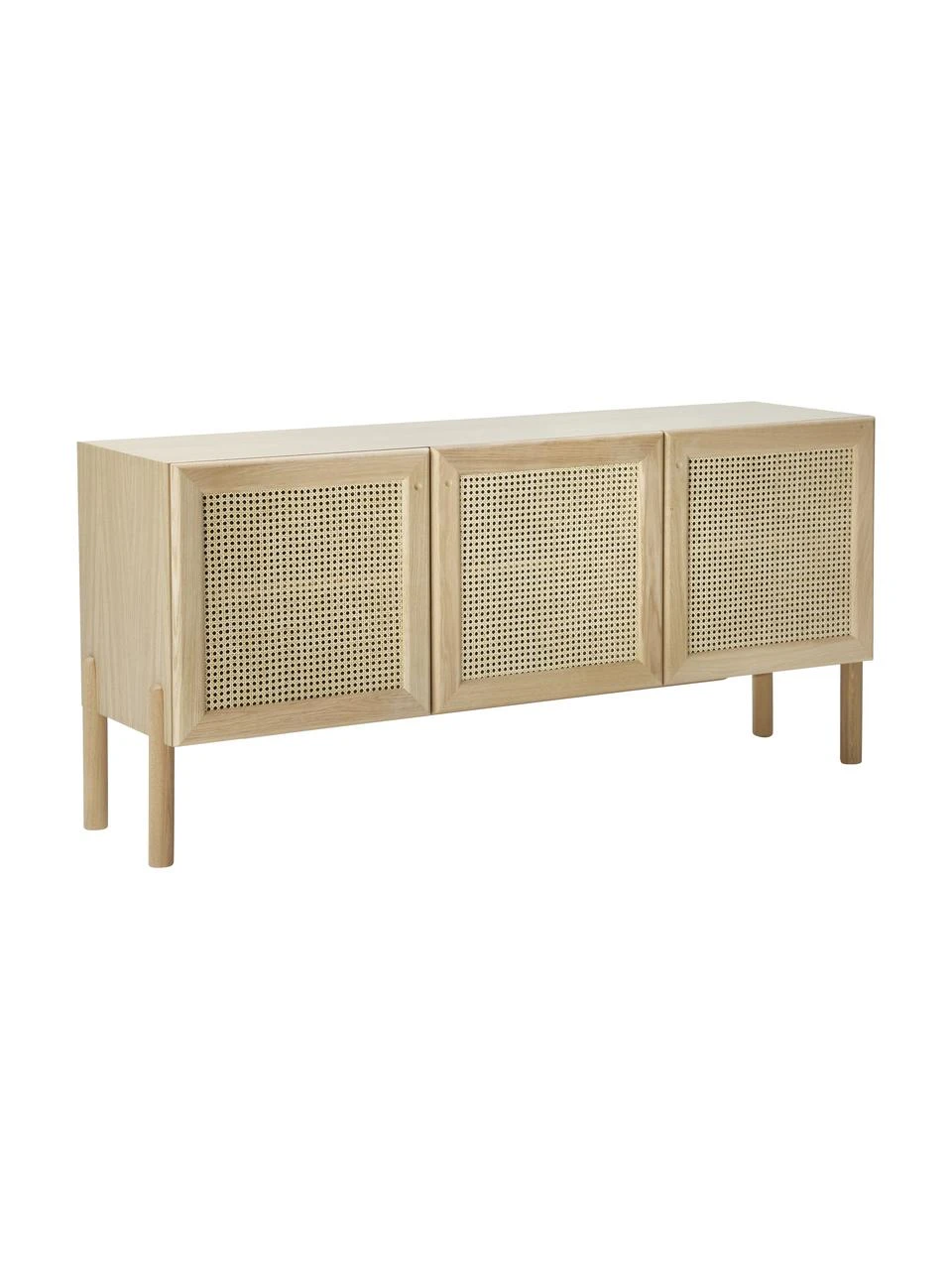 Westwing Collection Eichenholz-Sideboard Jolie mit Wiener Geflecht, B 160 x H 75 cm