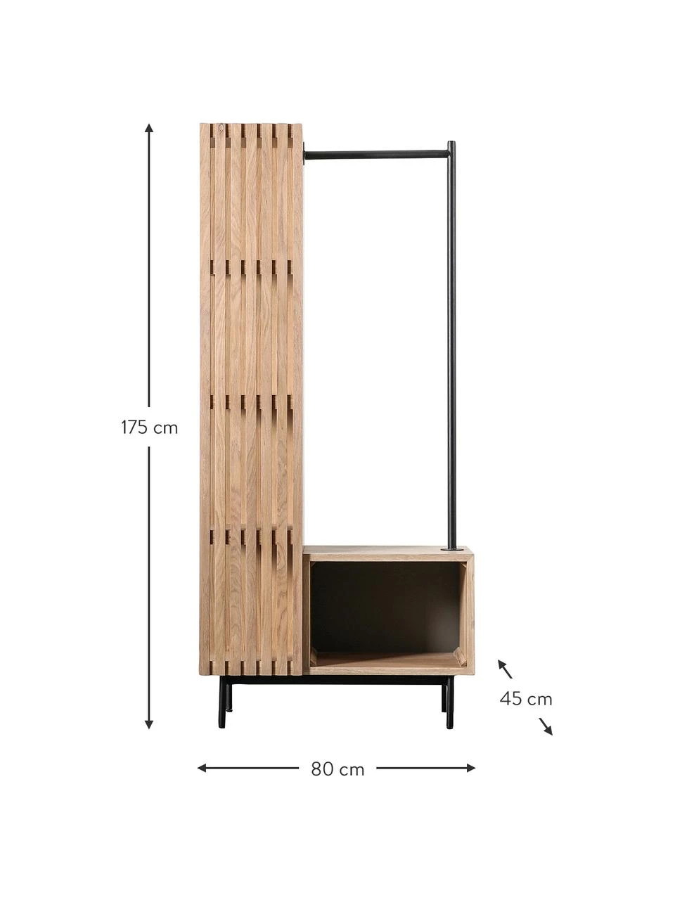 Garderobe Okayama aus Eichenholz, B 80 x H 175 cm – Bild 3