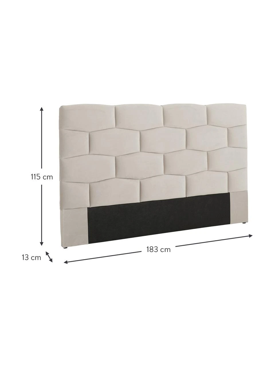 Gepolstertes Samt-Kopfteil Teggan in Beige, B 183 x H 115 cm – Bild 3