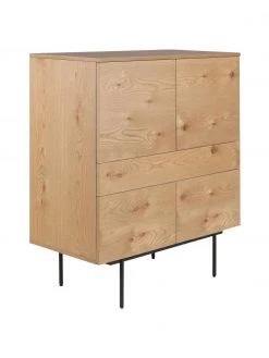 Highboard Allure mit Schublade und Türen aus Eichenholzfurnier, B 100 x H 120 cm