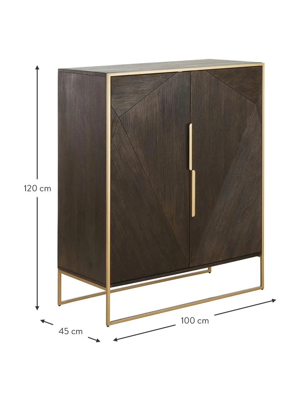Westwing Collection Highboard Harry aus massivem Mangoholz, B 100 x H 120 cm – Bild 2