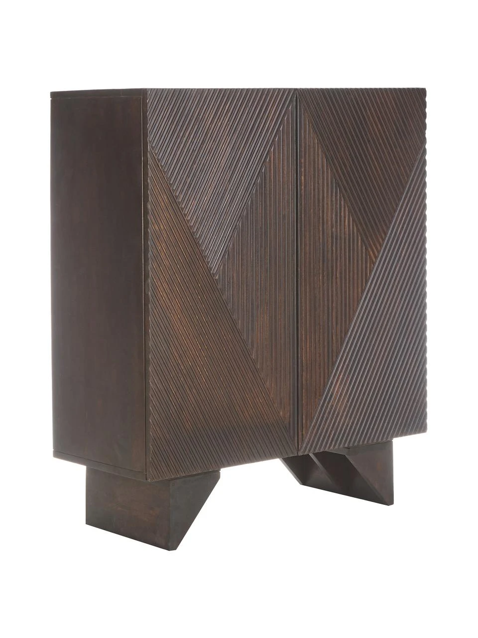 Westwing Collection Highboard Louis aus massivem Mangoholz mit Türen, B 100 x H 120 cm