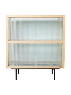 HKliving Highboard Oli mit Glas-Schiebetüren, B 80 x H 89 cm