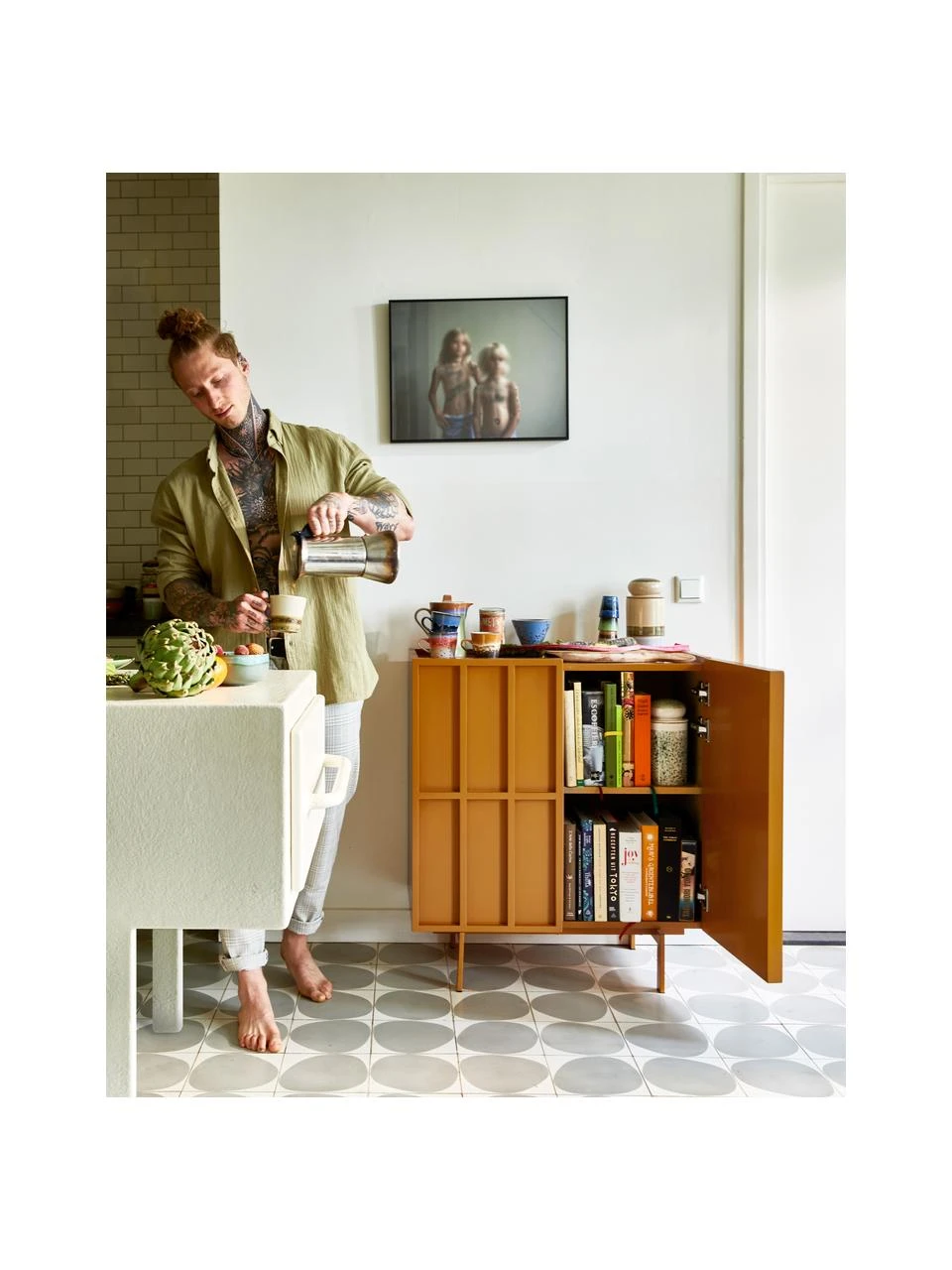 HKliving Highboard Pebble in Orange, B 80 x H 89 cm – Bild 2