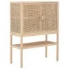 Bloomingville Highboard Sanna aus Kiefernholz/Rattan in Hellbraun, B 90 x H 120 cm
