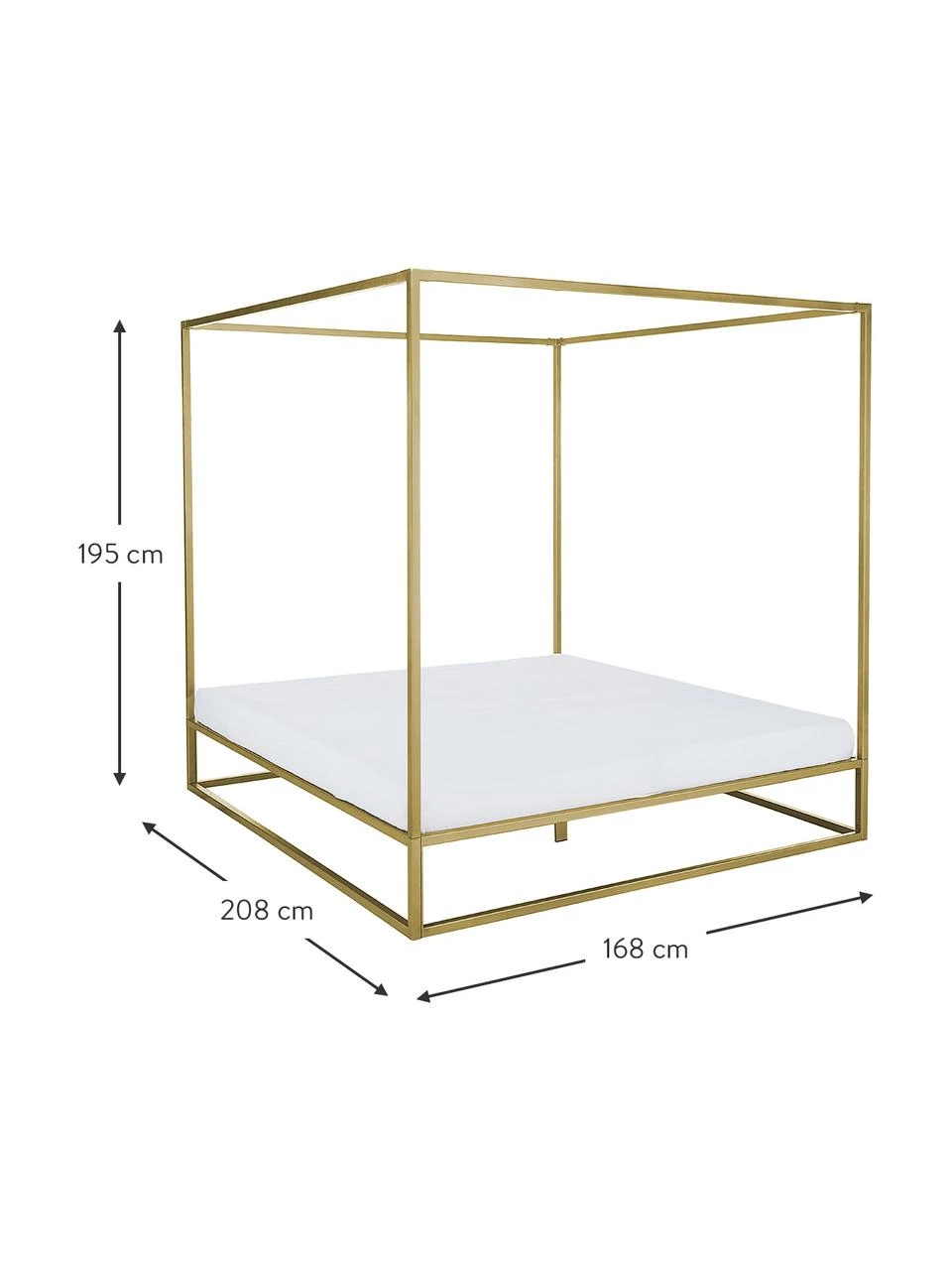 Westwing Collection Himmelbett Belle aus Metall in Gold, 160 x 200 cm – Bild 4