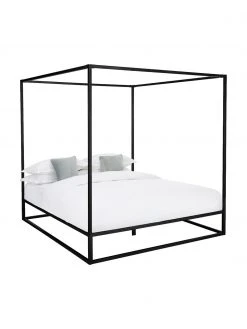 Westwing Collection Himmelbett Belle aus Metall in Schwarz, 160 x 200 cm