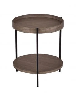 Westwing Collection Holz-Beistelltisch Renee in Dunkelbraun, Ø 44 x H 49 cm