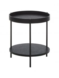 Westwing Collection Holz-Beistelltisch Renee in Schwarz, Ø 44 x H 49 cm