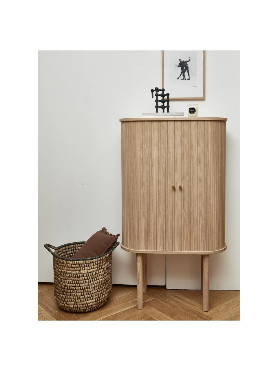 Westwing Collection Holz-Highboard Calary mit geriffelter Front, B 75 x H 130 cm – Bild 2