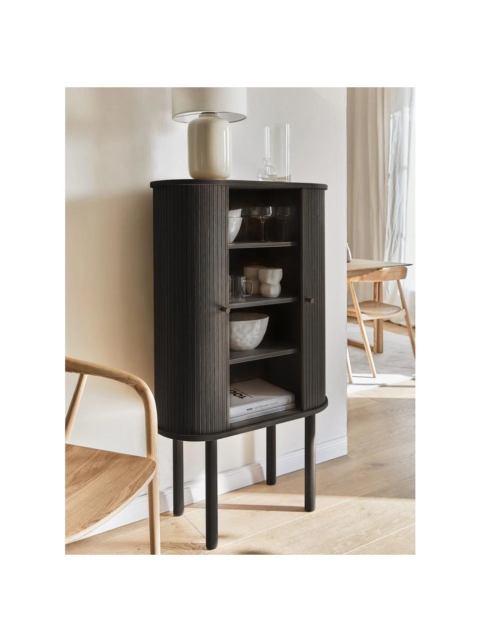 Westwing Collection Holz-Highboard Calary mit geriffelter Front, B 75 x H 130 cm – Bild 2