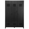 Vtwonen Holz-Kleiderschrank Locker in Schwarz, 3-türig, B 123 x H 186 cm