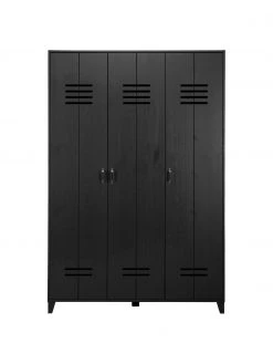 Vtwonen Holz-Kleiderschrank Locker in Schwarz, 3-türig, B 123 x H 186 cm