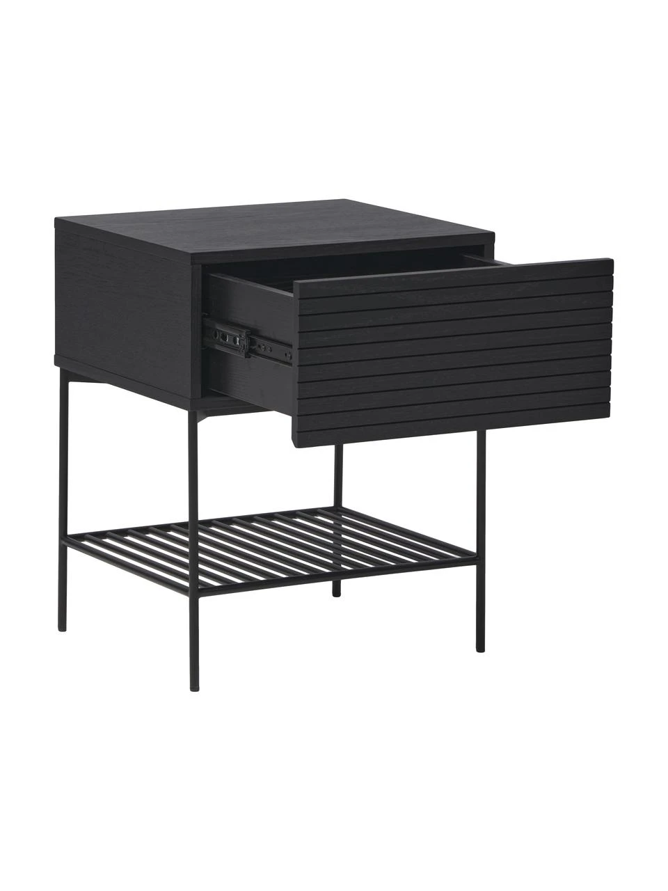 Westwing Collection Holz-Nachttisch Johanna mit Schublade in Schwarz, B 45 x H 56 cm – Bild 6