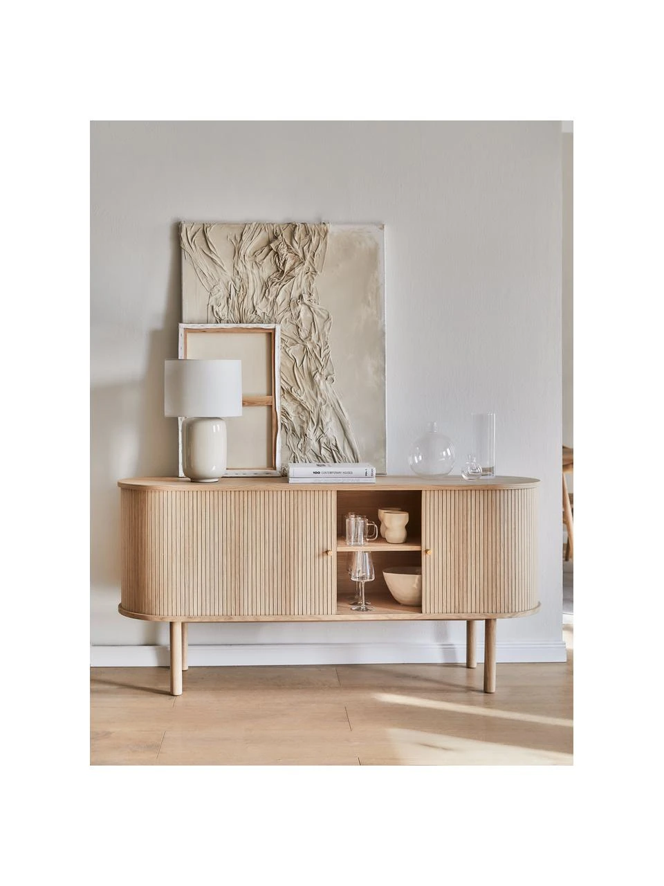 Westwing Collection Holz-Sideboard Calary mit geriffelter Front, B 160 x H 75 cm – Bild 2