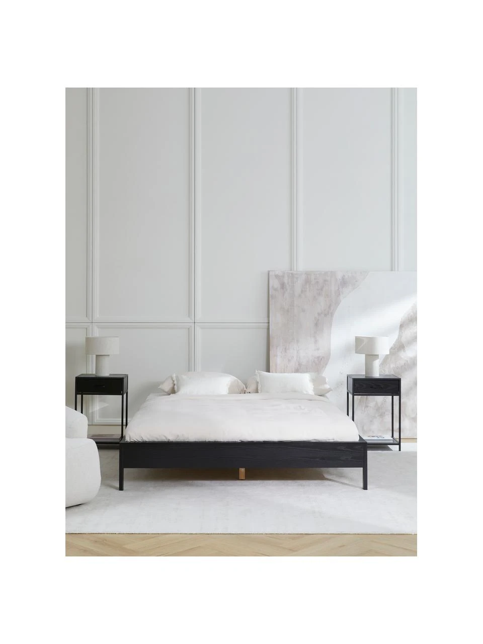 Westwing Collection Holzbett Tammy ohne Kopfteil in Schwarz, 140 x 200 cm – Bild 4