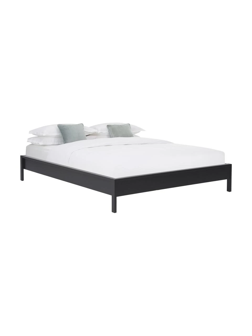 Westwing Collection Holzbett Tammy ohne Kopfteil in Schwarz, 140 x 200 cm