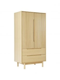 Westwing Collection Kleiderschrank Cassy aus Eichenholzfurnier, 2-türig, B 100 x H 195 cm
